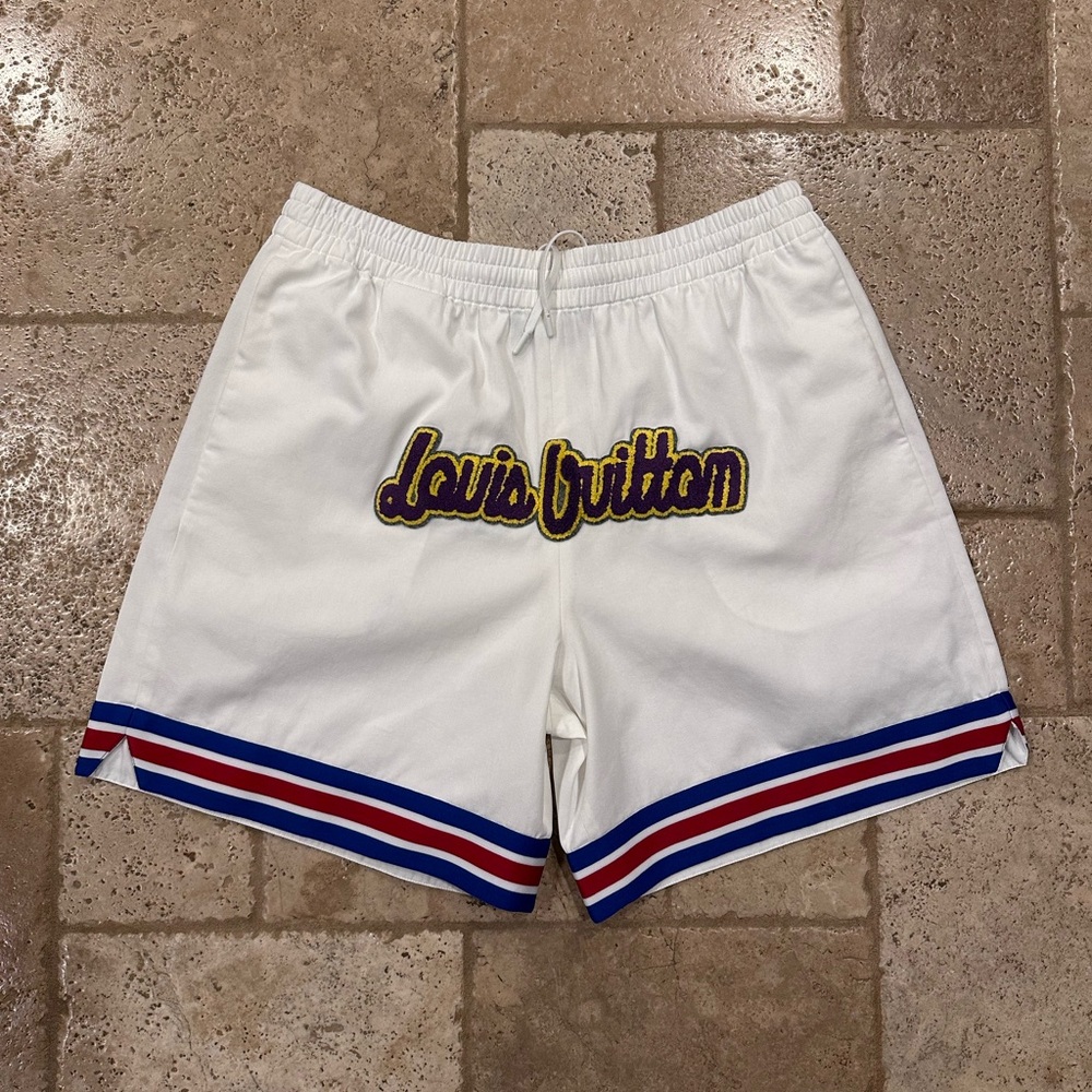 Louis Vuitton x NBA x Virgil Embroidered White Shorts